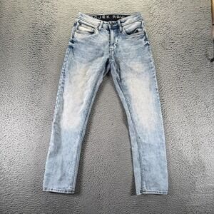 Projek Raw Jeans Mens 30x30 Blue Cotton Denim Skinny Leg Workwear Faded Stretch